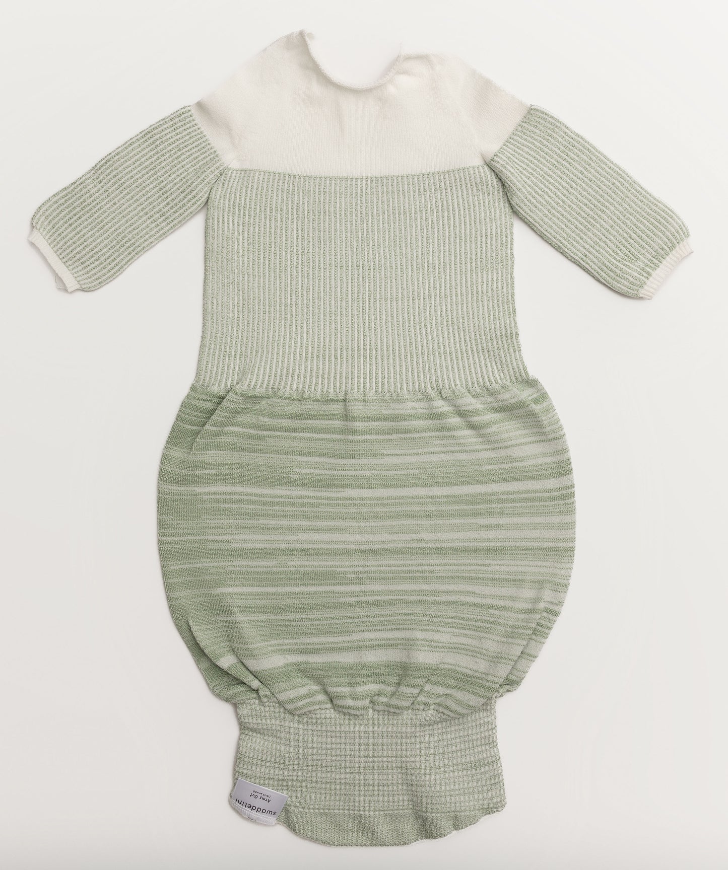 A mint colored bamboo sleep sack.