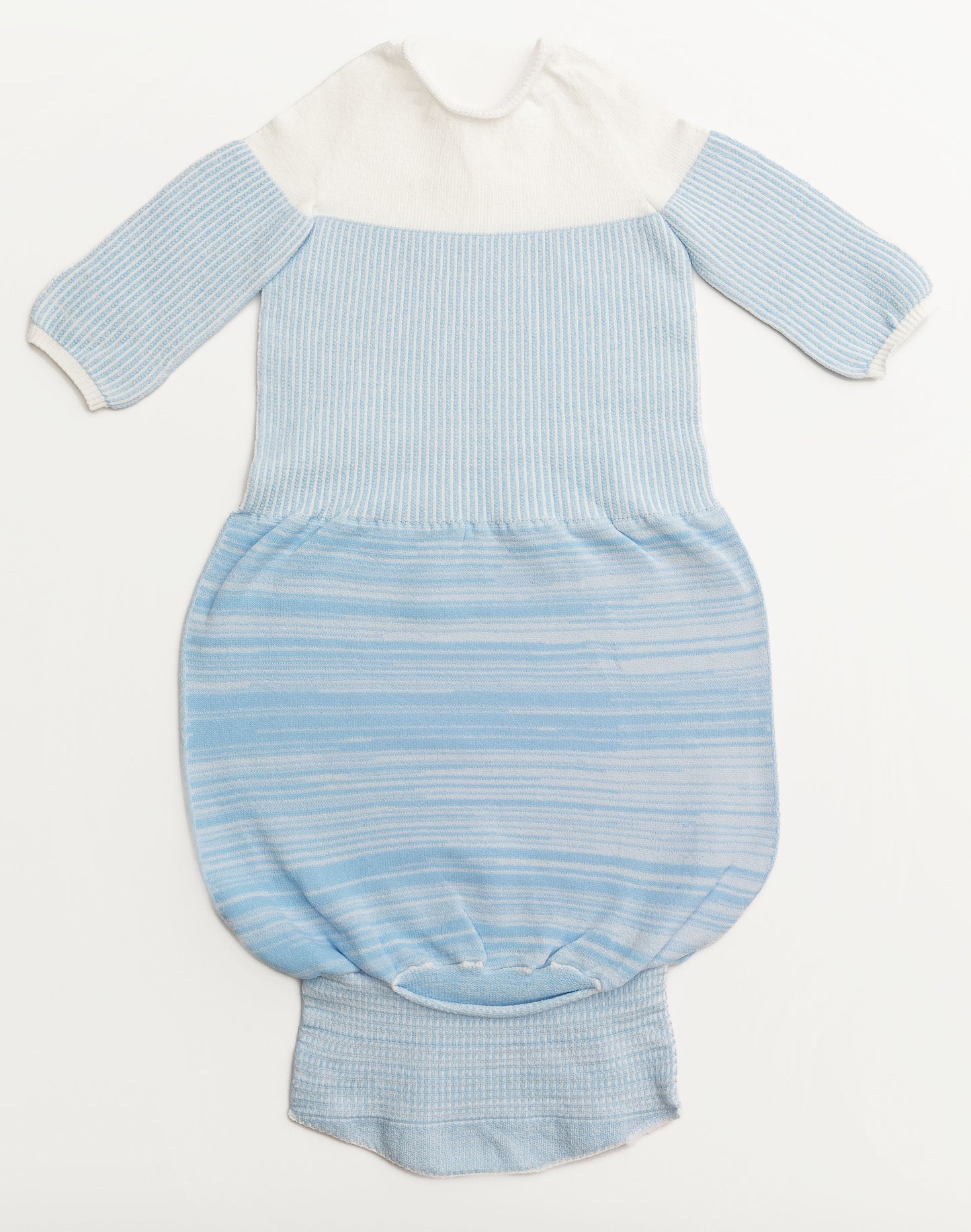 A blue transition swaddle.