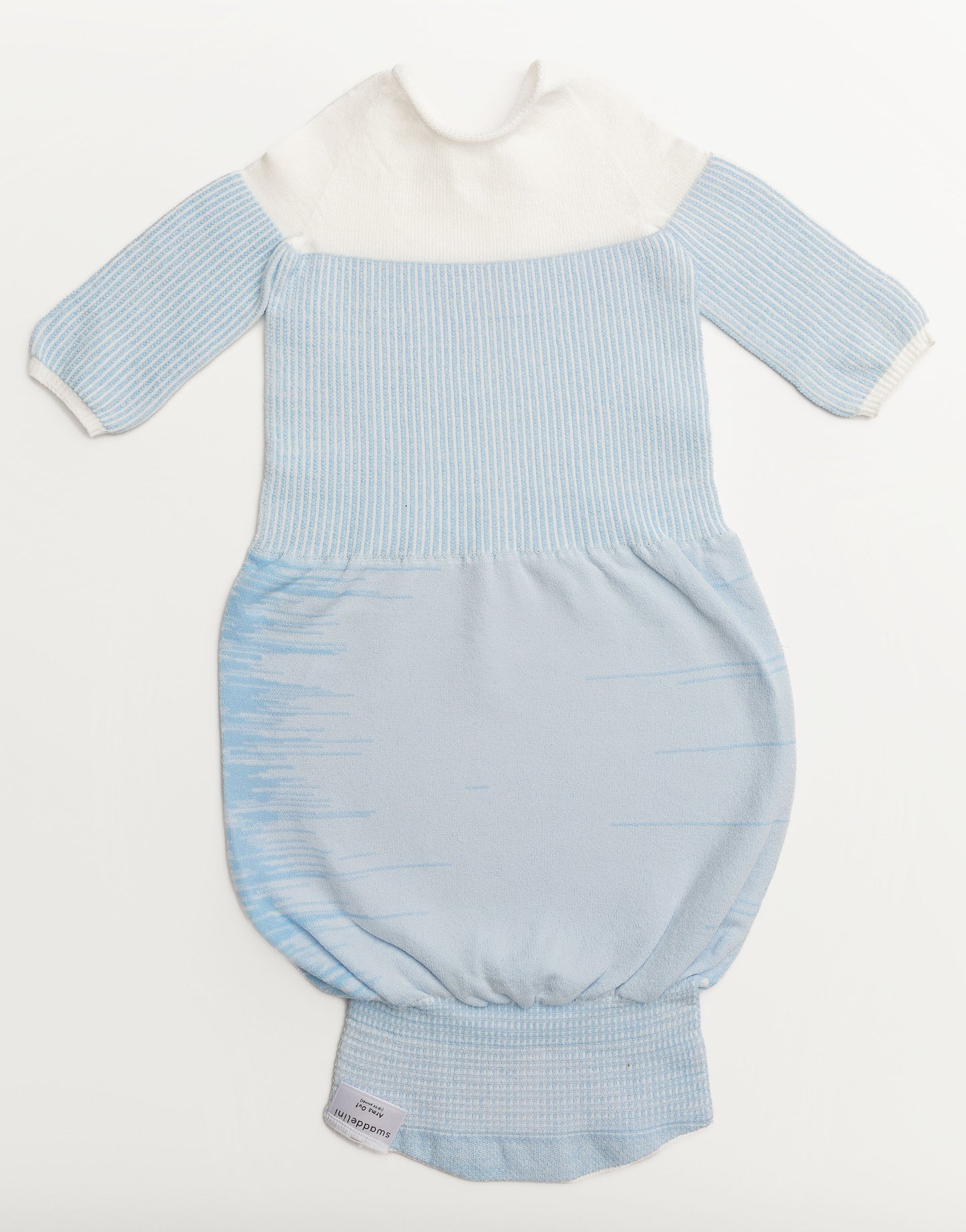 A blue transition sleep sack.