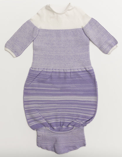 A lavender transition swaddle.